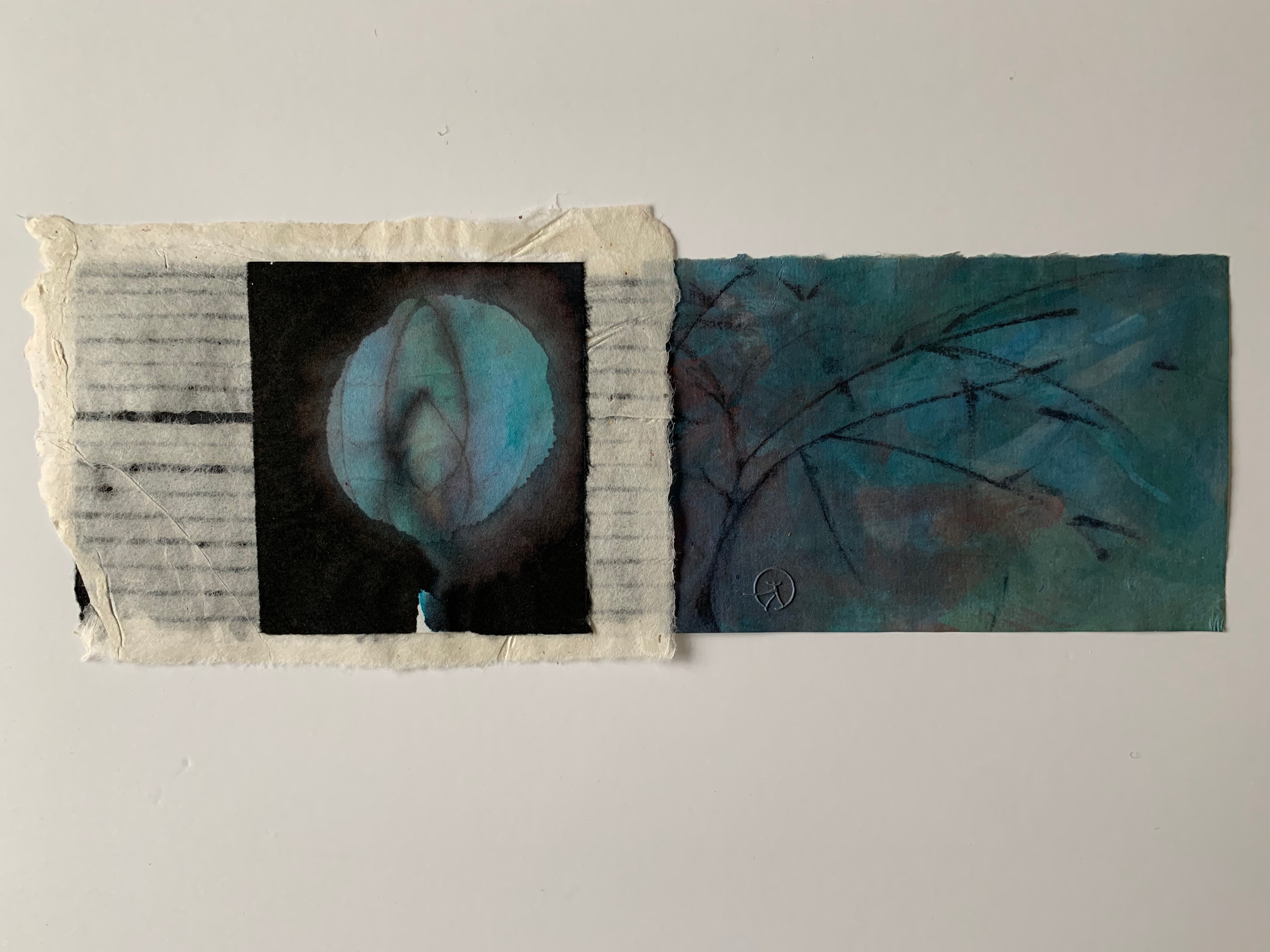 3. blue moon "Blue Moon", 7" x 18", monoprint collage