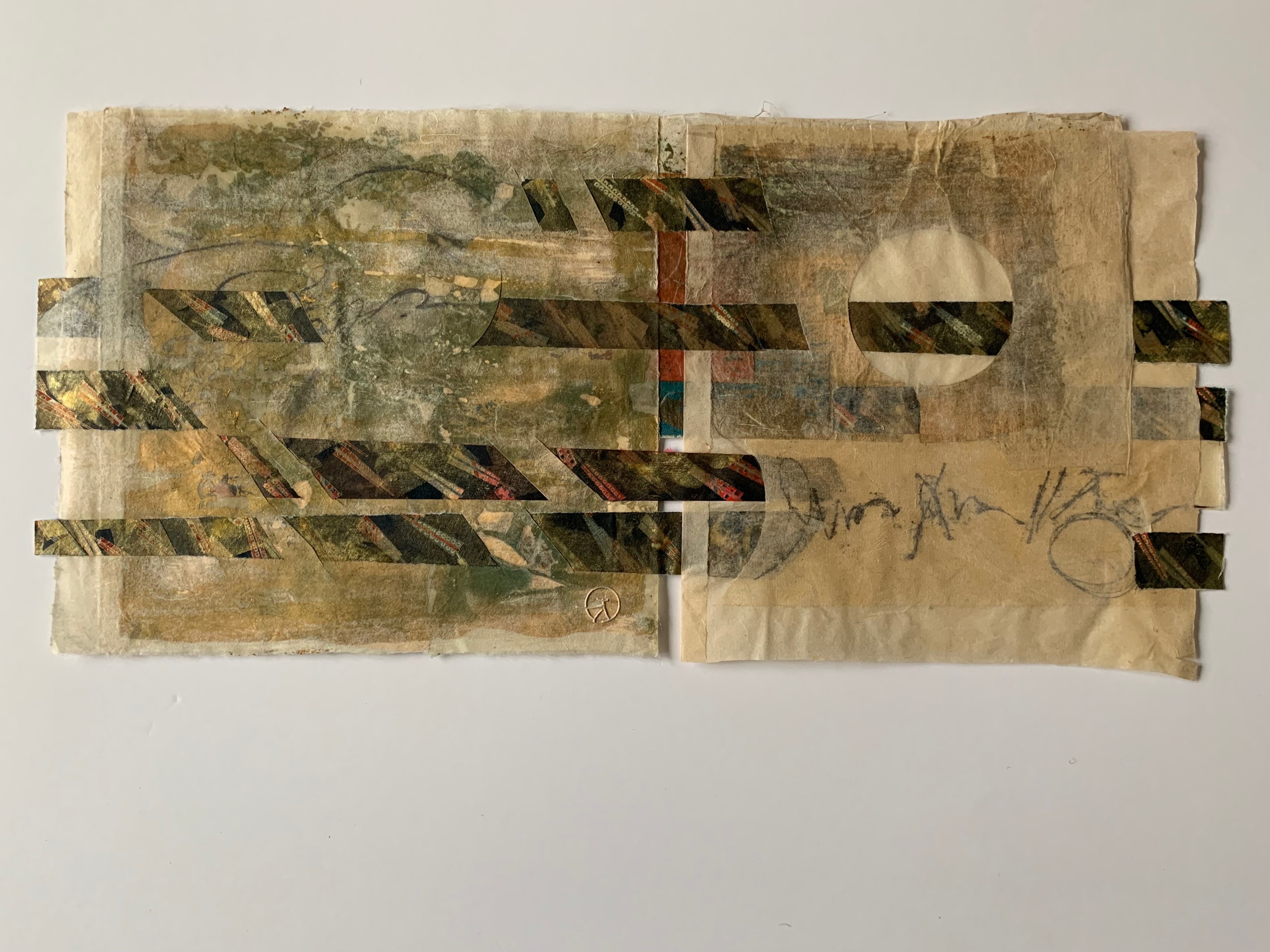 2. contemporary/ancient messages "Waxing, waning, weaving", 9 3/4" x 21", handmade paper weaving
