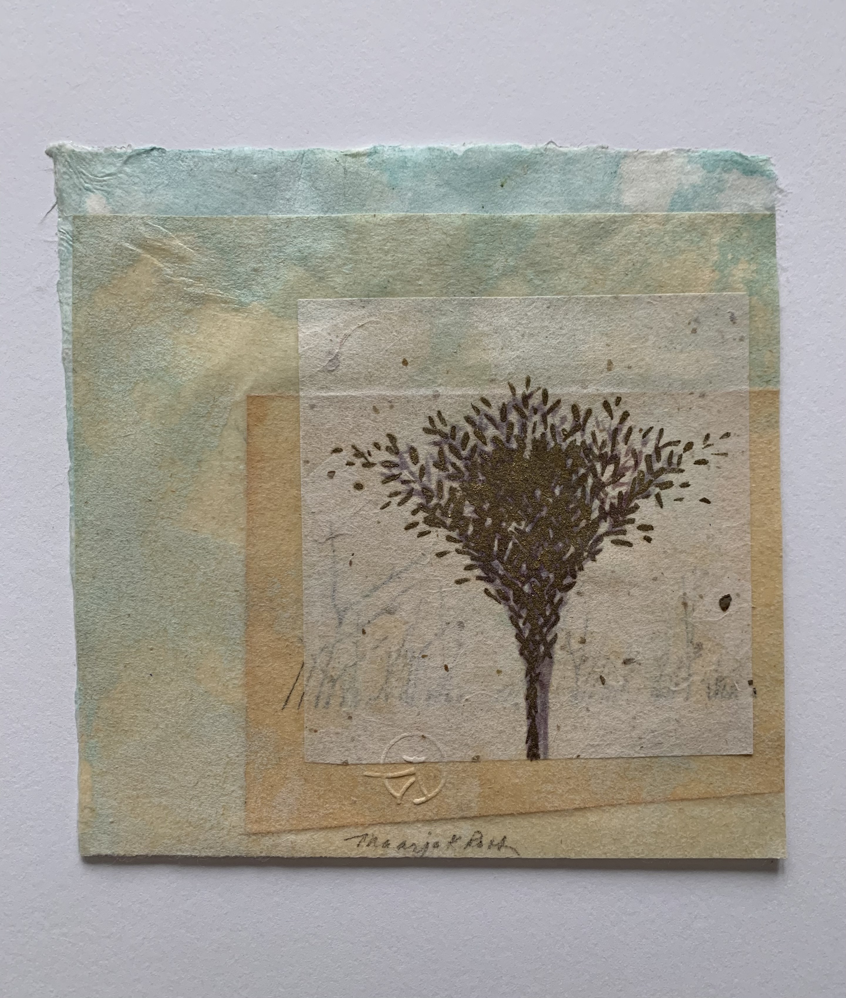 3. Trees "Opening", 5'' x 5'', monoprint collage