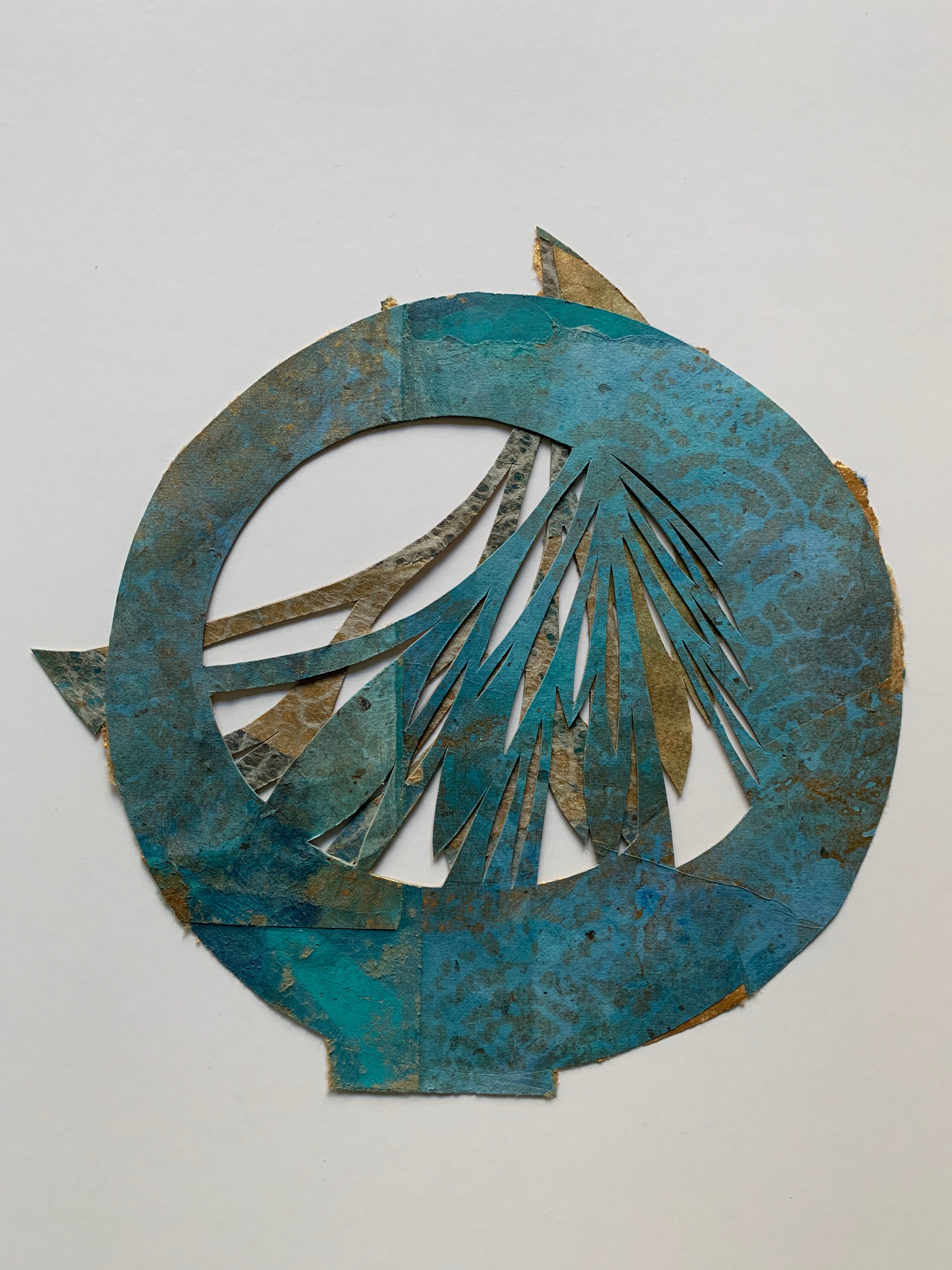 wilderness "Dew drop #2", 11 1/2" x 11 1/2", handcut collage