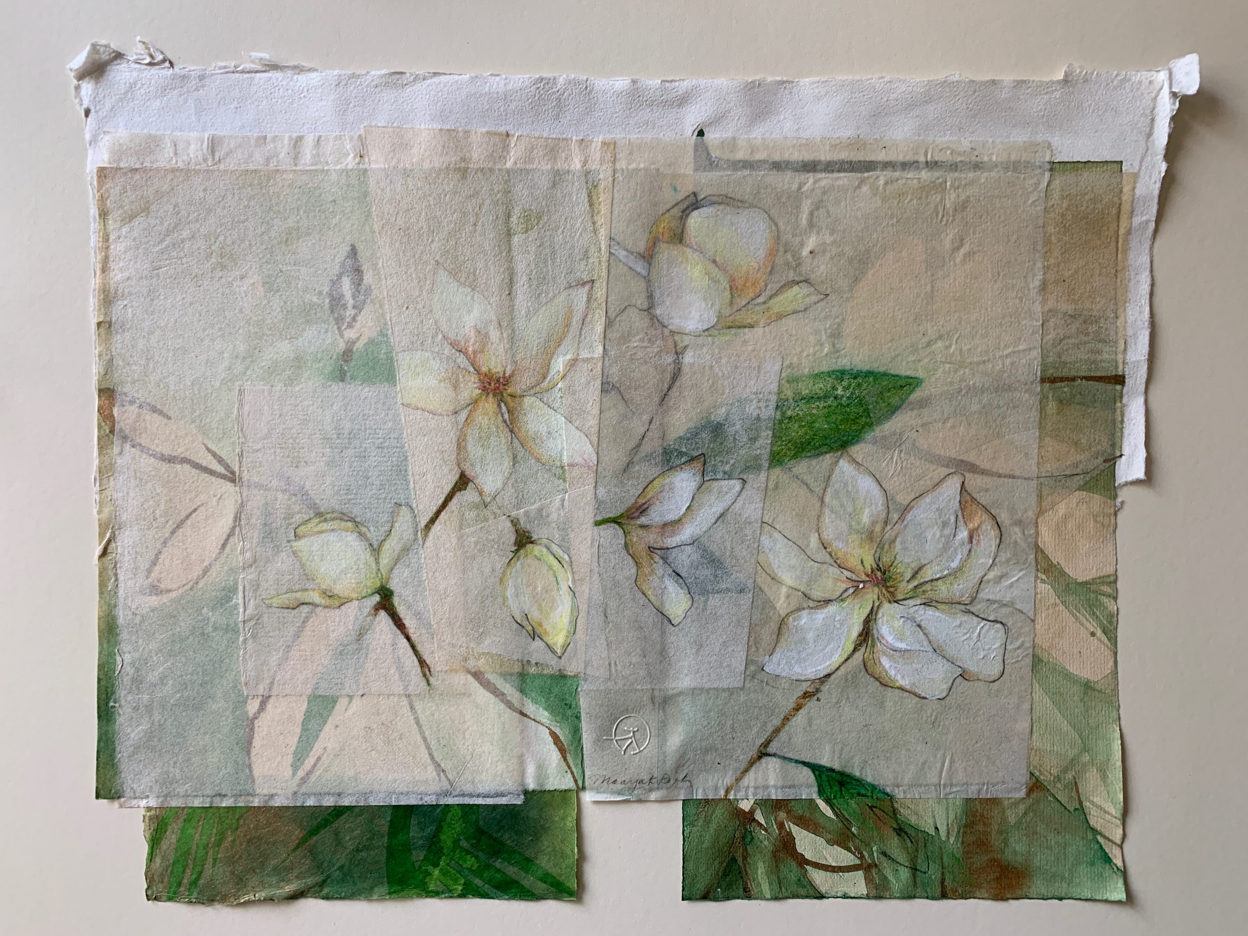 "Magnolia", 13 1/2" x 17", collage